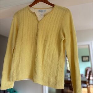 Collection Fifty-Nine Light Yellow 100% Cashmere Cable Henley Sweater--Medium